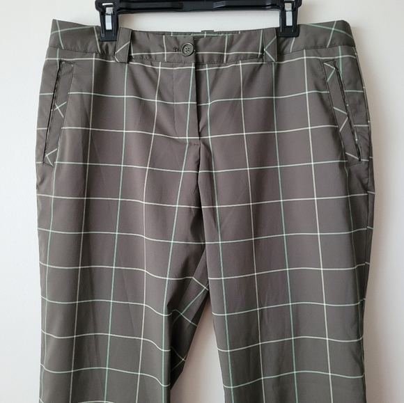 NIKE Golf Tour Performance Women's Green Plaid Dri-Fit Trouser Pants Size 12 - Picture 7 of 15